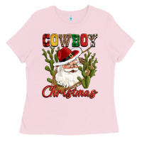 Bubblegum Pink cowboy christmas western cactus Ladies Tee - CowGirlArtShop