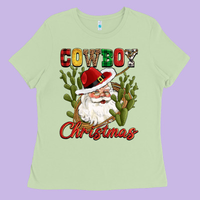 Cowboy Christmas Western Cactus Ladies Tee Designed By Cowgirlartshop
