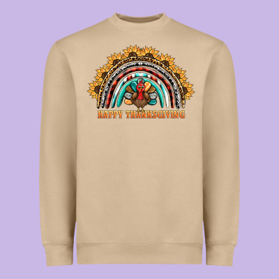 Happy Thanksgiving Rainbow Heavyweight Sweatshirt Designed By Barkaloodesign
