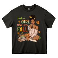 Asphalt Just a girl who loves Fall afro woman Heavy Core Tee - NancyCooperArtShop