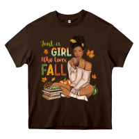 Chocolate Brown Just a girl who loves Fall afro woman Heavy Core Tee - NancyCooperArtShop