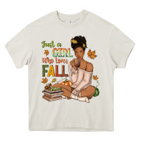 Cream Just a girl who loves Fall afro woman Heavy Core Tee - NancyCooperArtShop