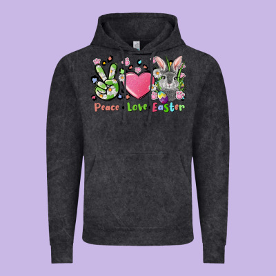 Peace Love Easter Bunny Vintage Hoodie Designed By Fadigitalartstudio