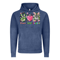 Vintage Denim peace love easter bunny Vintage Hoodie - FaDigitalArtStudio