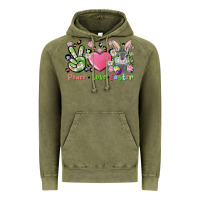 Vintage Olive peace love easter bunny Vintage Hoodie - FaDigitalArtStudio