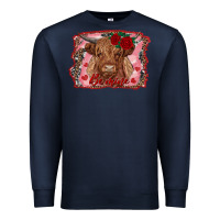 Navy be mine highland cow Premium Sweatshirt - AdoDesignShop