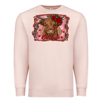 Pale Pink be mine highland cow Premium Sweatshirt - AdoDesignShop