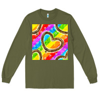 Army Green Pride lgbtq leopard heart balloons pattern Long Sleeve Tee - BundleAndBundleShop