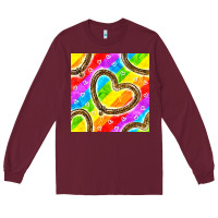 Burgundy Pride lgbtq leopard heart balloons pattern Long Sleeve Tee - BundleAndBundleShop