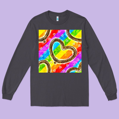 Pride Lgbtq Leopard Heart Balloons Pattern Long Sleeve Tee Designed By Bundleandbundleshop