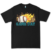 Black game day baseball leopard flames fireball Premium Tee - HowdyJamesFarm
