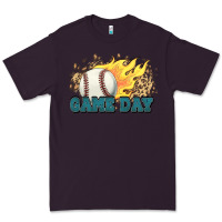 Plum game day baseball leopard flames fireball Premium Tee - HowdyJamesFarm