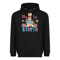Black my first easter with baby bunny and eggs Heavyweight Hoodie - AdoDesignShop