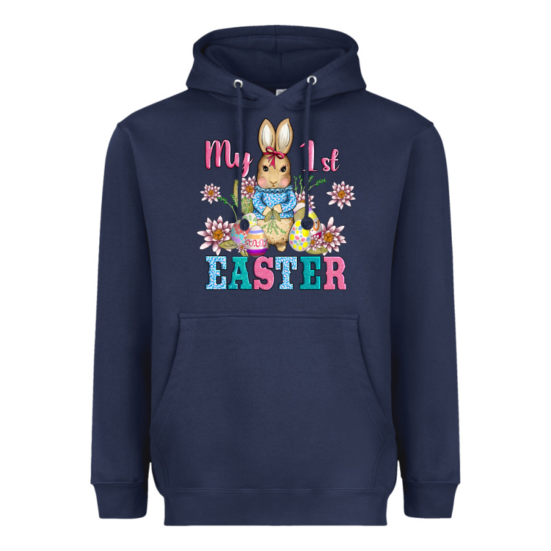 My First Easter With Baby Bunny And Eggs Heavyweight Hoodie by AdoDesignShop | Teevron