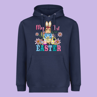 My First Easter With Baby Bunny And Eggs Heavyweight Hoodie Designed By Adodesignshop