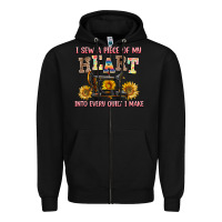 Black i sew a piece of my heart into every quilt i make Zipper Hoodie - AdoDesignShop