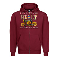Burgundy i sew a piece of my heart into every quilt i make Zipper Hoodie - AdoDesignShop