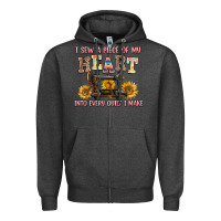 Charcoal Heather i sew a piece of my heart into every quilt i make Zipper Hoodie - AdoDesignShop