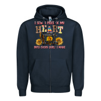 Navy i sew a piece of my heart into every quilt i make Zipper Hoodie - AdoDesignShop