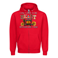 Red i sew a piece of my heart into every quilt i make Zipper Hoodie - AdoDesignShop
