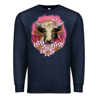 Navy v.d lotus and cow Premium Sweatshirt - AdoDesignShop