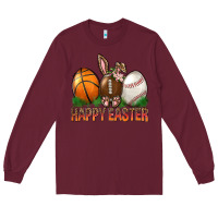 Burgundy Happy Easter Sports Long Sleeve Tee - BundleAndBundleShop