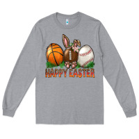 Heather Grey Happy Easter Sports Long Sleeve Tee - BundleAndBundleShop