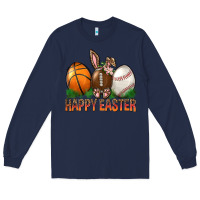 Navy Happy Easter Sports Long Sleeve Tee - BundleAndBundleShop