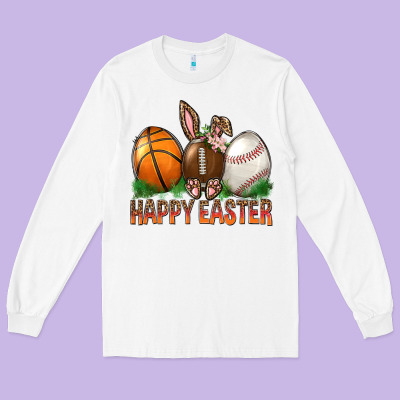 Happy Easter Sports Long Sleeve Tee Designed By Bundleandbundleshop