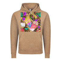 Vintage Coffee school girl coffee cup with leopard seamless pattern bbs Vintage Hoodie - BundleAndBundleShop