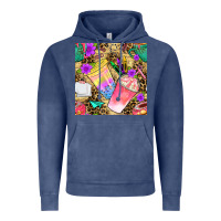 Vintage Denim school girl coffee cup with leopard seamless pattern bbs Vintage Hoodie - BundleAndBundleShop