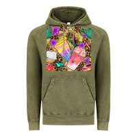 Vintage Olive school girl coffee cup with leopard seamless pattern bbs Vintage Hoodie - BundleAndBundleShop
