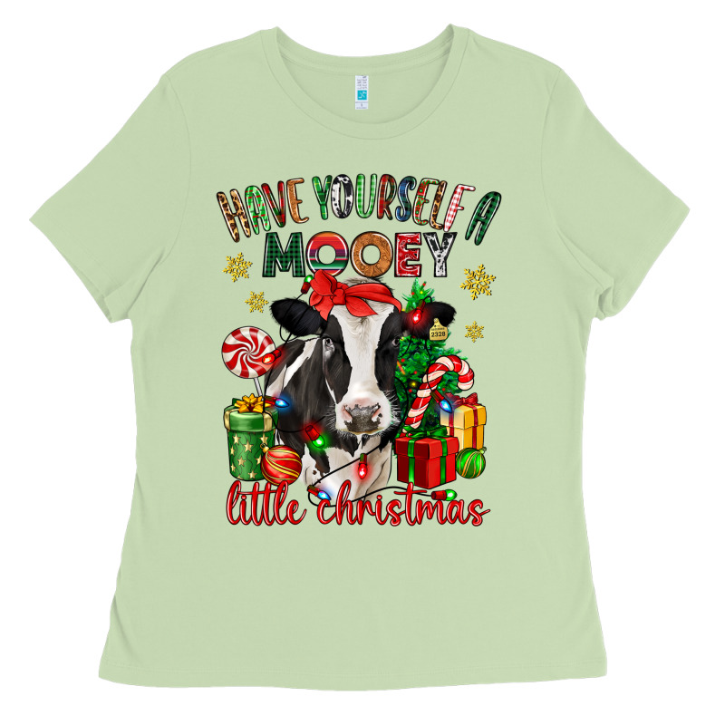 Have Yourself A Little Christmas Cow Ladies Tee by CowGirlArtShop | Teevron
