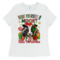 White have yourself a little christmas cow Ladies Tee - CowGirlArtShop
