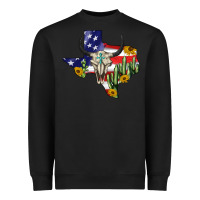 Black bull skull texas map american playng Heavyweight Sweatshirt - BarkalooDesign