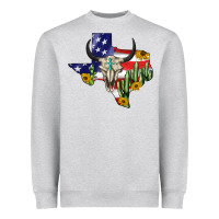 Heather Grey bull skull texas map american playng Heavyweight Sweatshirt - BarkalooDesign