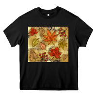 Black Fall leaves Heavy Core Tee - NancyCooperArtShop