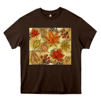 Chocolate Brown Fall leaves Heavy Core Tee - NancyCooperArtShop