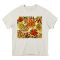 Cream Fall leaves Heavy Core Tee - NancyCooperArtShop
