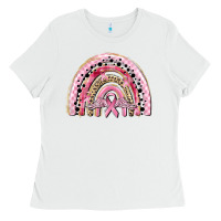 White cancer rainbow Ladies Tee - CowGirlArtShop