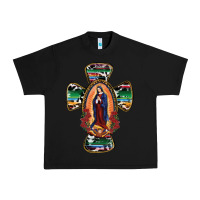 Black Our Lady Of Guadalupe Cross Urban Heavy Tee - RanaPortraitStore