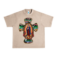 French Oak Our Lady Of Guadalupe Cross Urban Heavy Tee - RanaPortraitStore