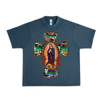 Midnight Navy Our Lady Of Guadalupe Cross Urban Heavy Tee - RanaPortraitStore