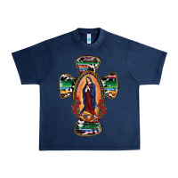 Navy Our Lady Of Guadalupe Cross Urban Heavy Tee - RanaPortraitStore