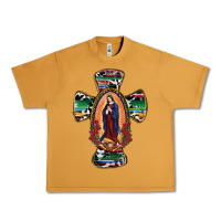 Peanut Butter Our Lady Of Guadalupe Cross Urban Heavy Tee - RanaPortraitStore