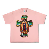 Salmon Our Lady Of Guadalupe Cross Urban Heavy Tee - RanaPortraitStore