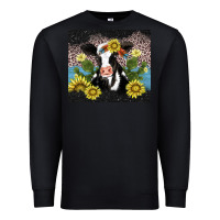 Black cow cactus and sunflower Premium Sweatshirt - AdoDesignShop