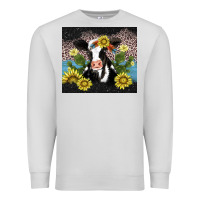 Dove Grey cow cactus and sunflower Premium Sweatshirt - AdoDesignShop