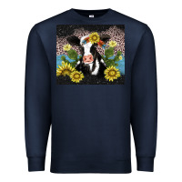 Navy cow cactus and sunflower Premium Sweatshirt - AdoDesignShop
