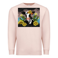 Pale Pink cow cactus and sunflower Premium Sweatshirt - AdoDesignShop
